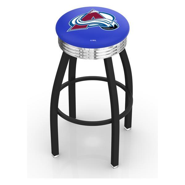 Colorado Avalanche Swivel Counter Stool - 25" Seat Height - Black Wrinkle and Chrome Finish - Style D 