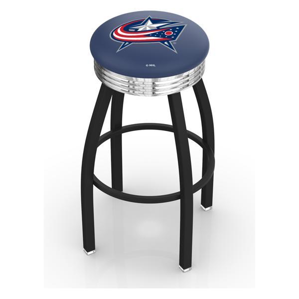 Columbus Blue Jackets Swivel Counter Stool - 25" Seat Height - Black Wrinkle and Chrome Finish - Style D 