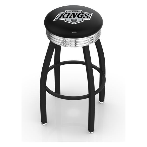 Los Angeles Kings Swivel Counter Stool - 25" Seat Height - Black Wrinkle and Chrome Finish - Style D 