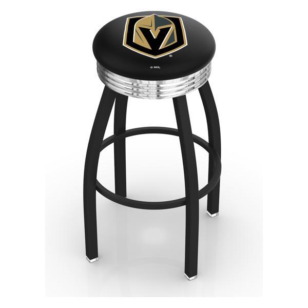 Vegas Golden Knights 30" Swivel Bar Stool - Black Wrinkle and Chrome Finish - Commercial Grade Marine Vinyl 