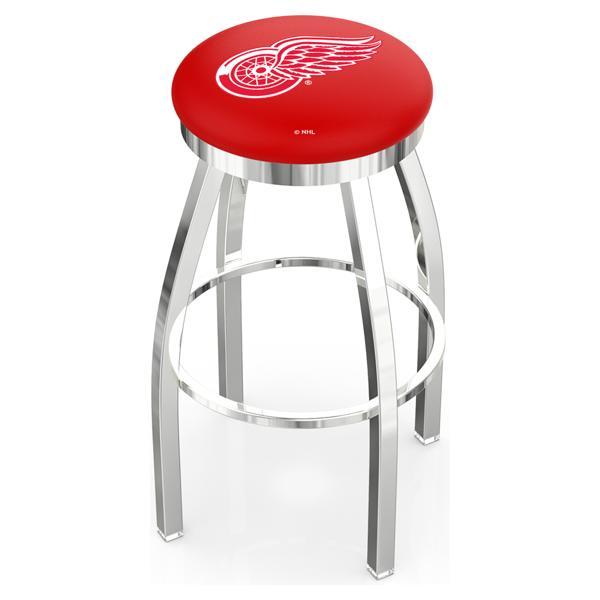 Detroit Red Wings Swivel Counter Stool - 25" Seat Height - Chrome Finish - Style E 