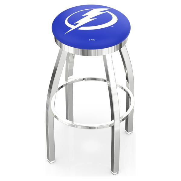 Tampa Bay Lightning Swivel Counter Stool - 25" Seat Height - Chrome Finish - Style E 