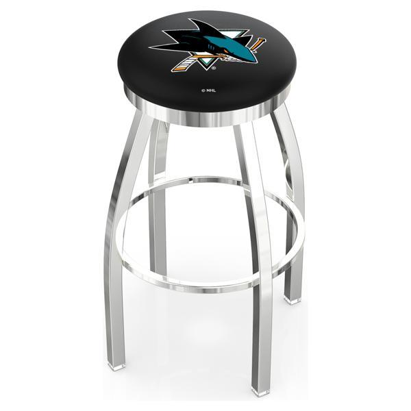San Jose Sharks Swivel Counter Stool - 25" Seat Height - Chrome Finish - Style E 