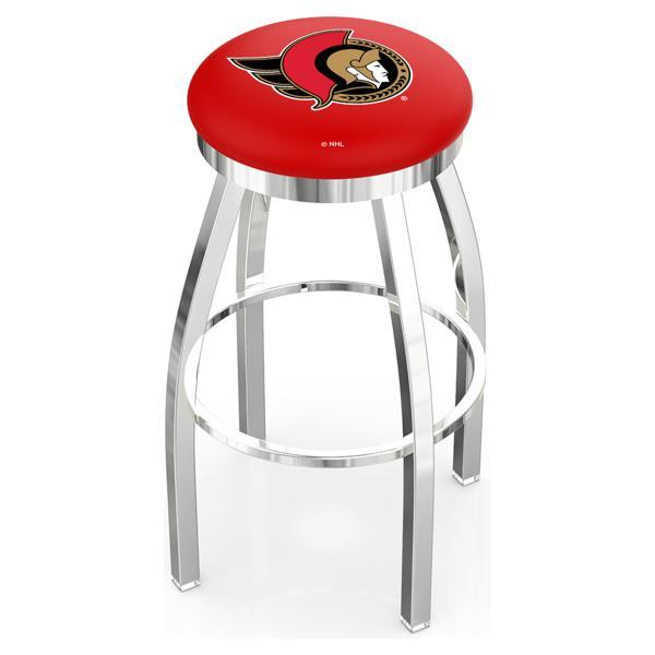 Ottawa Senators Swivel Counter Stool - 25" Seat Height - Chrome Finish - Style E 