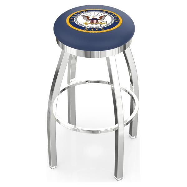 United States Navy Swivel Counter Stool - 25" Seat Height - Chrome Finish - Style E 