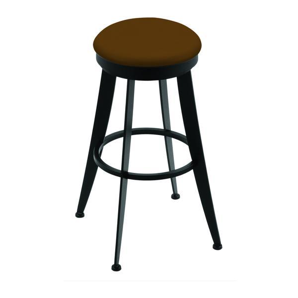 Laser Swivel Bar Stool - 30" Seat Height - Black Wrinkle Steel Frame 