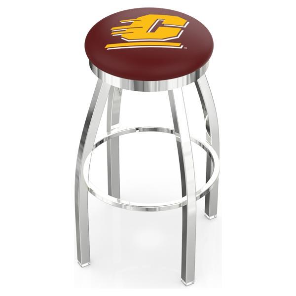 Central Michigan University Swivel Counter Stool - 25" Seat Height - Chrome Finish - Style E 