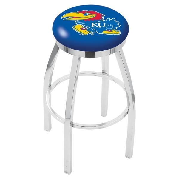 University of Kansas Swivel Counter Stool - 25" Seat Height - Chrome Finish - Style E 