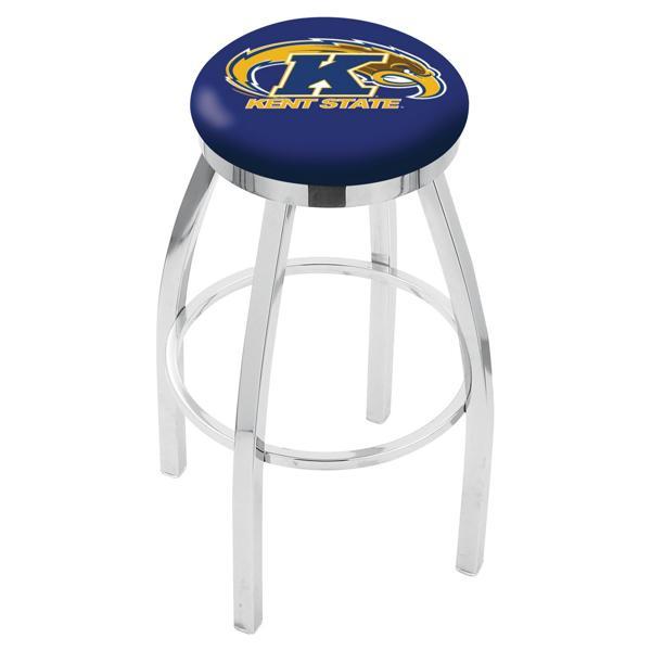 Kent State University Swivel Counter Stool - 25" Seat Height - Chrome Finish - Style E 