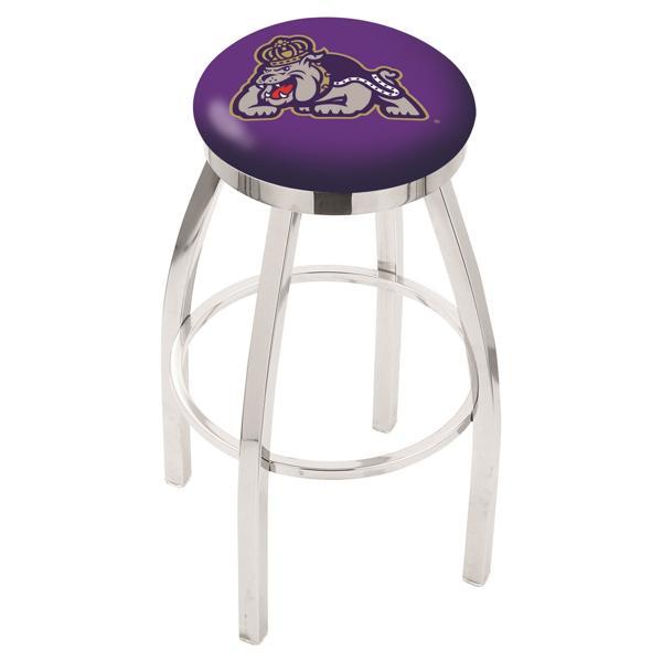 James Madison University Swivel Counter Stool - 25" Seat Height - Chrome Finish - Style E 
