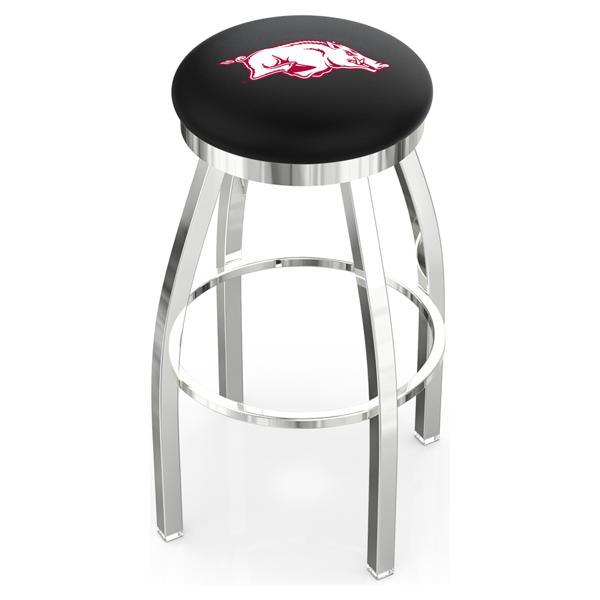 University of Arkansas Swivel Counter Stool - 25" Seat Height - Chrome Finish - Style E 