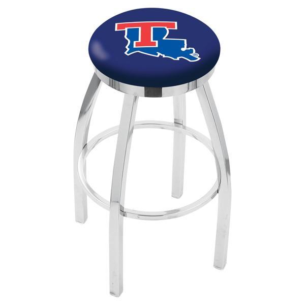 Louisiana Tech University Swivel Counter Stool - 25" Seat Height - Chrome Finish - Style E 