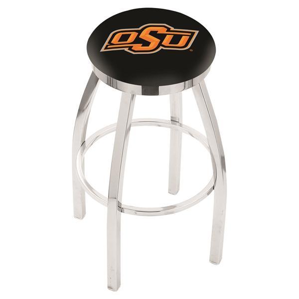 Oklahoma State University Swivel Counter Stool - 25" Seat Height - Chrome Finish - Style E 
