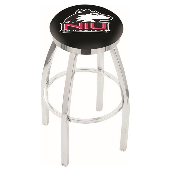 University of Northern Illinois Swivel Counter Stool - 25" Seat Height - Chrome Finish - Style E 