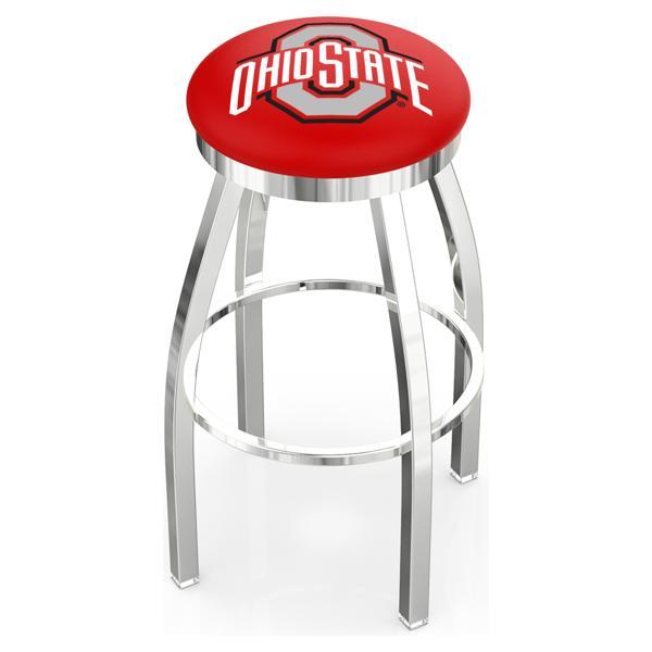 Ohio State University Swivel Counter Stool - 25" Seat Height - Chrome Finish - Style E 