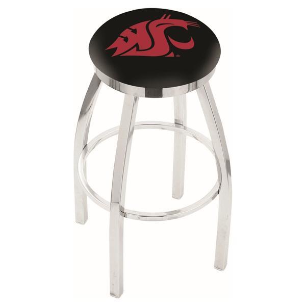 Washington State University Swivel Counter Stool - 25" Seat Height - Chrome Finish - Style E 