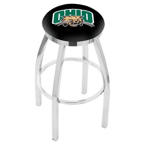 Ohio University Swivel Counter Stool - 25" Seat Height - Chrome Finish - Style E 