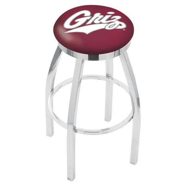 University of Montana Swivel Counter Stool - 25" Seat Height - Chrome Finish - Style E 