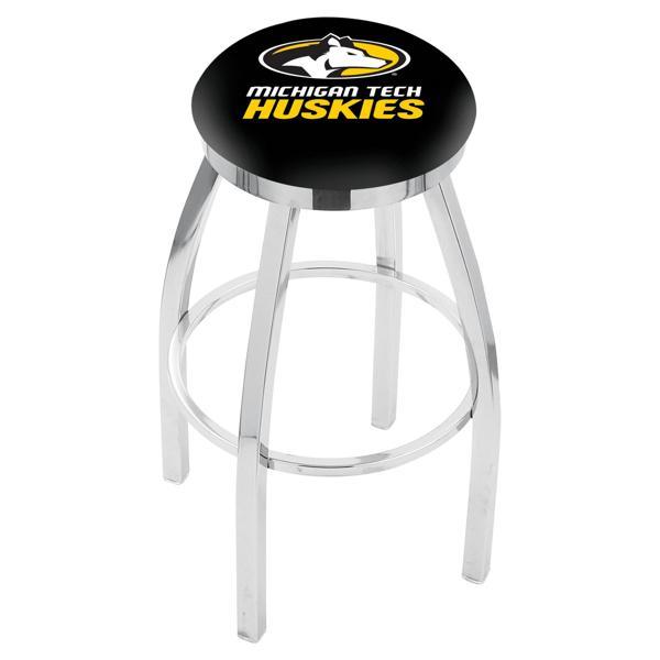 Michigan Tech University Swivel Counter Stool - 25" Seat Height - Chrome Finish - Style E 