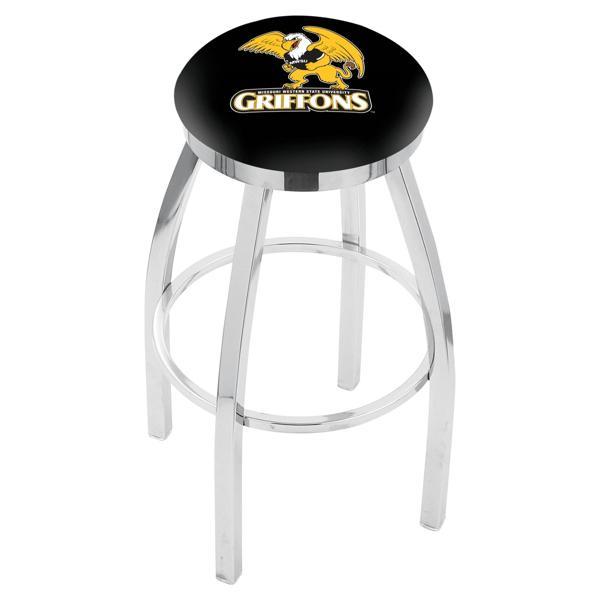 Missouri Western State University Swivel Counter Stool - 25" Seat Height - Chrome Finish - Style E 