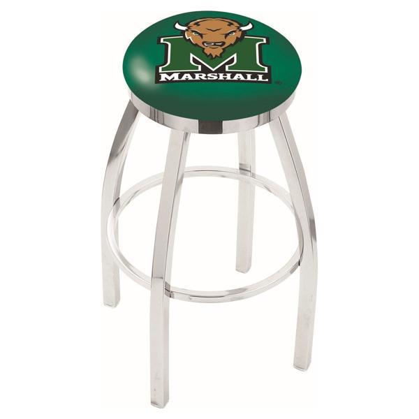Marshall University Swivel Counter Stool - 25" Seat Height - Chrome Finish - Style E 