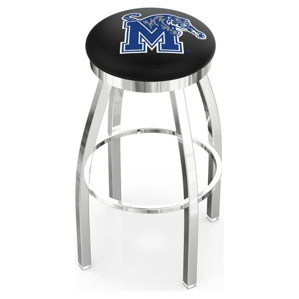 University of Memphis Swivel Counter Stool - 25" Seat Height - Chrome Finish - Style E 