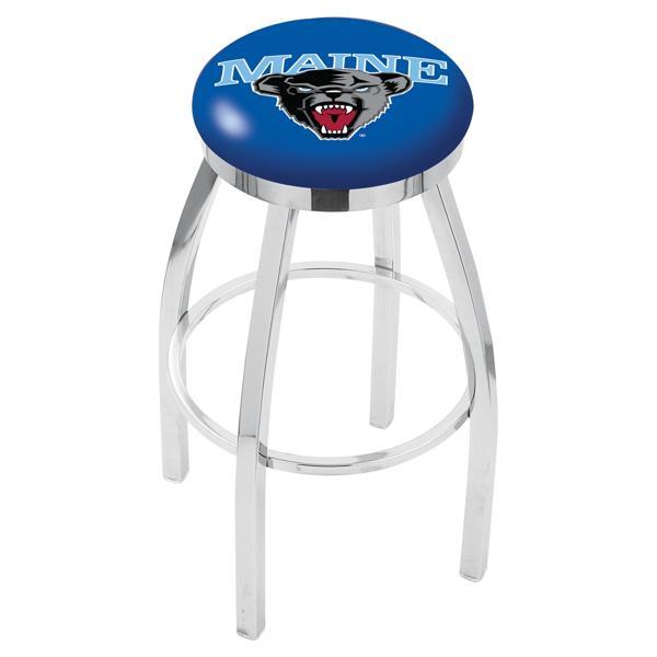University of Maine Swivel Counter Stool - 25" Seat Height - Chrome Finish - Style E 