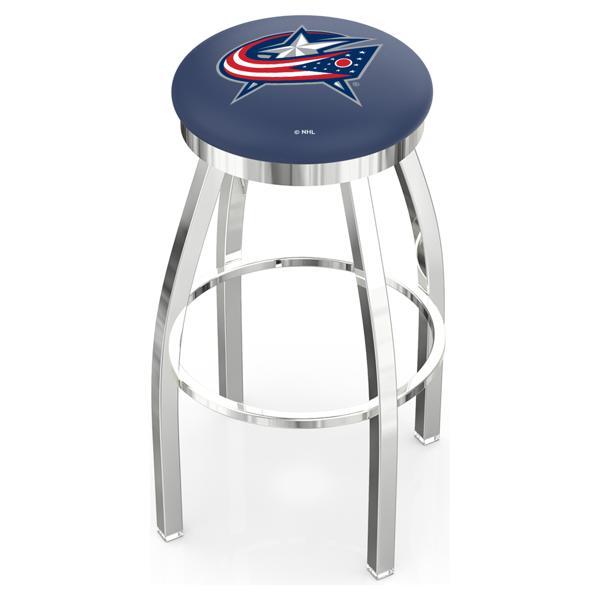 Columbus Blue Jackets Swivel Bar Stool - Chrome Finish - Style E 