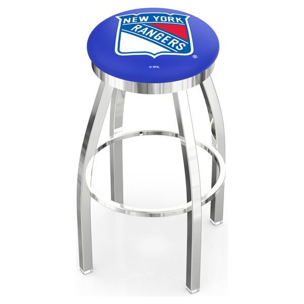 New York Rangers Swivel Bar Stool - Chrome Finish - Style E 