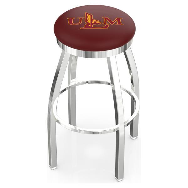 University of Louisiana at Monroe Swivel Bar Stool - Chrome Finish - Style E 