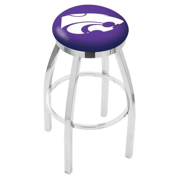 Kansas State University Swivel Bar Stool - Chrome Finish - Style E 
