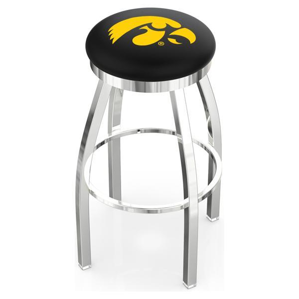 University of Iowa Swivel Bar Stool - Chrome Finish - Style E 