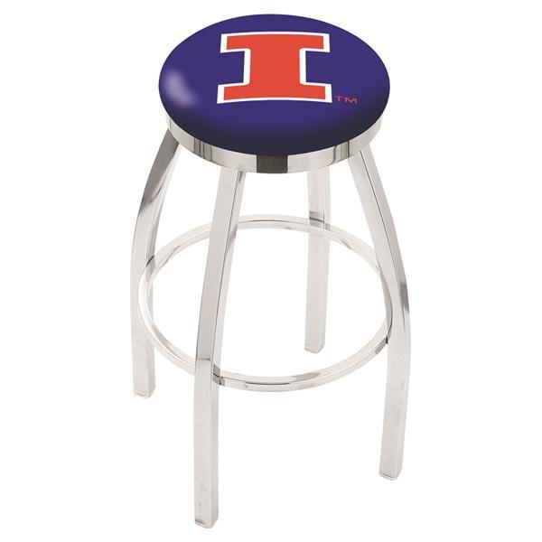 University of Illinois Swivel Bar Stool - Chrome Finish - Style E 