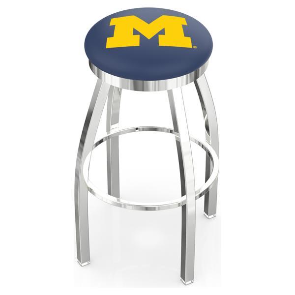 University of Michigan Swivel Bar Stool - Chrome Finish - Style E 