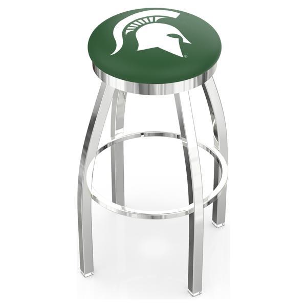 Michigan State University Swivel Bar Stool - Chrome Finish - Style E 