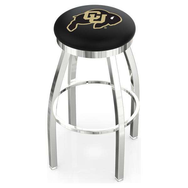 University of Colorado Swivel Bar Stool - Chrome Finish - Style E 
