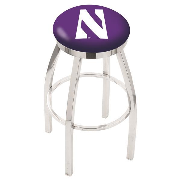 Northwestern University Swivel Bar Stool - Chrome Finish - Style E 