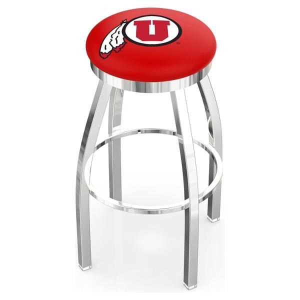 University of Utah Swivel Bar Stool - Chrome Finish - Style E 