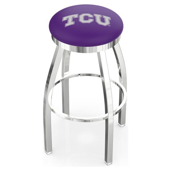 Texas Christian University Swivel Bar Stool - Chrome Finish - Style E 