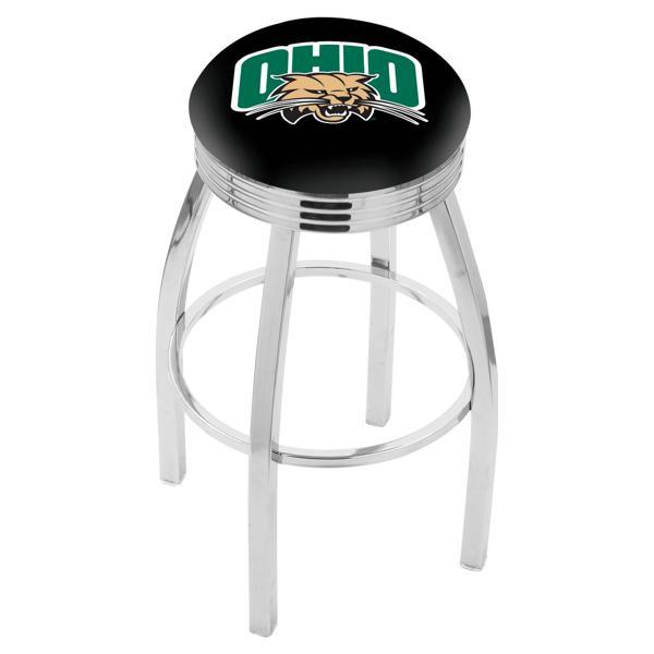 Ohio University Swivel Counter Stool -25" Seat Height - Chrome Finish - Style F 