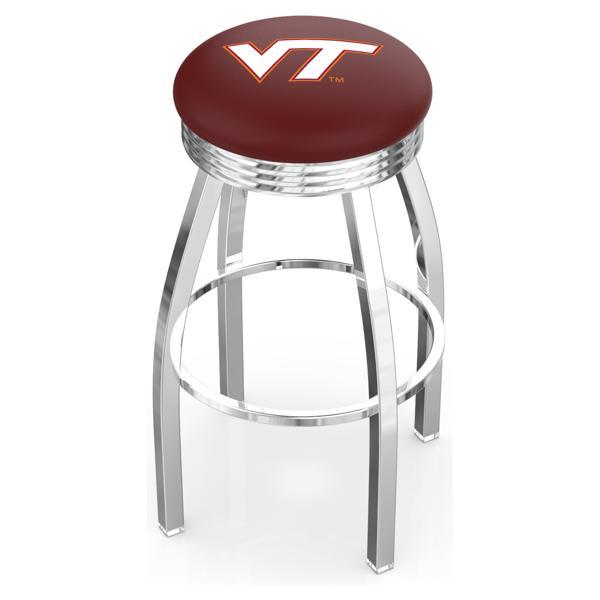Virginia Tech University Swivel Counter Stool -25" Seat Height - Chrome Finish - Style F 