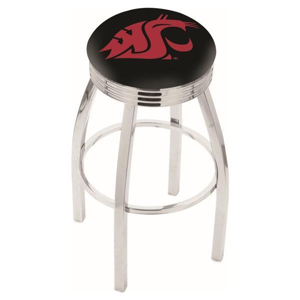 Washington State University Swivel Counter Stool -25" Seat Height - Chrome Finish - Style F 