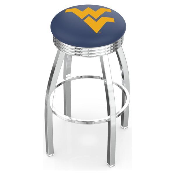 West Virginia University Swivel Counter Stool -25" Seat Height - Chrome Finish - Style F 