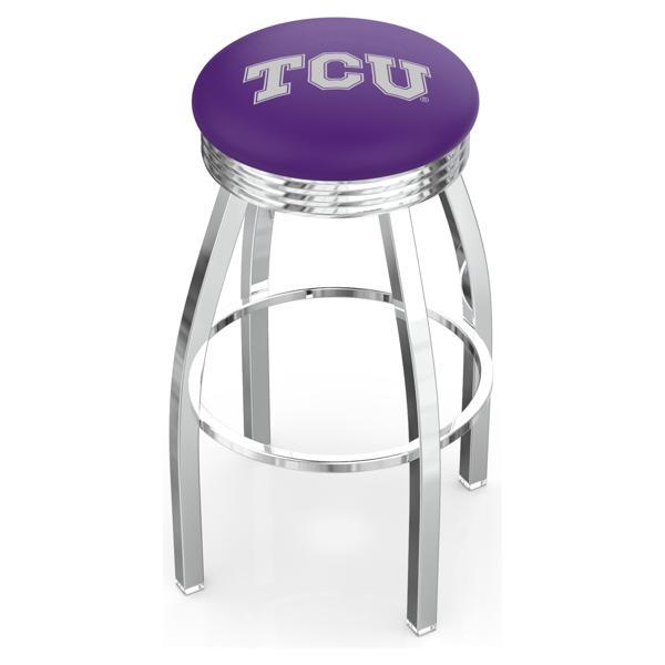 Texas Christian University Swivel Counter Stool -25" Seat Height - Chrome Finish - Style F 