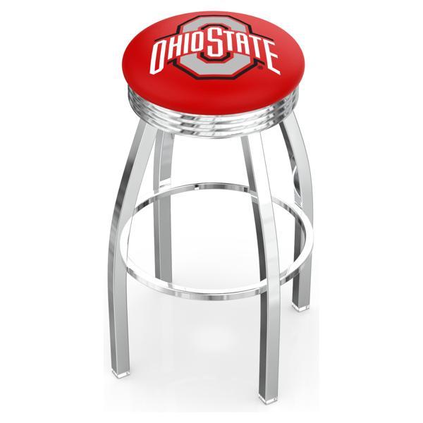 Ohio State University Swivel Counter Stool -25" Seat Height - Chrome Finish - Style F 