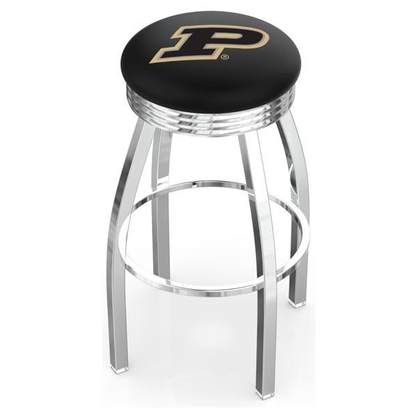 Purdue Swivel Counter Stool -25" Seat Height - Chrome Finish - Style F 