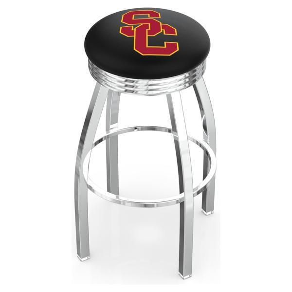 University of Southern California Swivel Counter Stool -25" Seat Height - Chrome Finish - Style F 