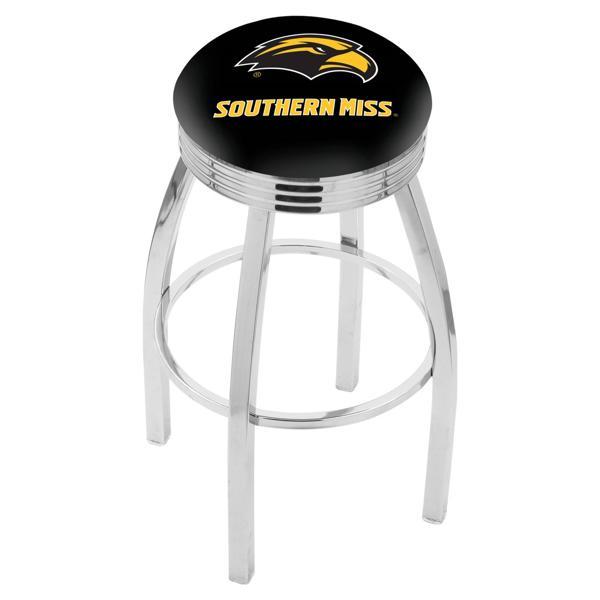 University of Southern Mississippi Swivel Counter Stool -25" Seat Height - Chrome Finish - Style F 