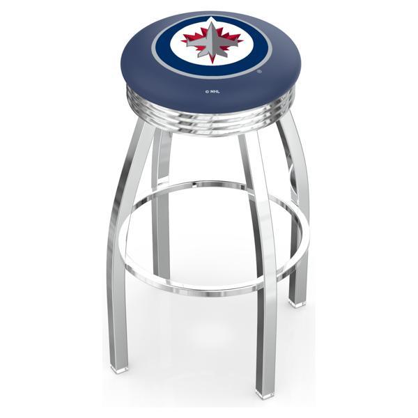 Winnipeg Jets Swivel Counter Stool -25" Seat Height - Chrome Finish - Style F 