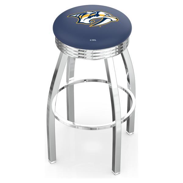 Nashville Predators Swivel Counter Stool -25" Seat Height - Chrome Finish - Style F 